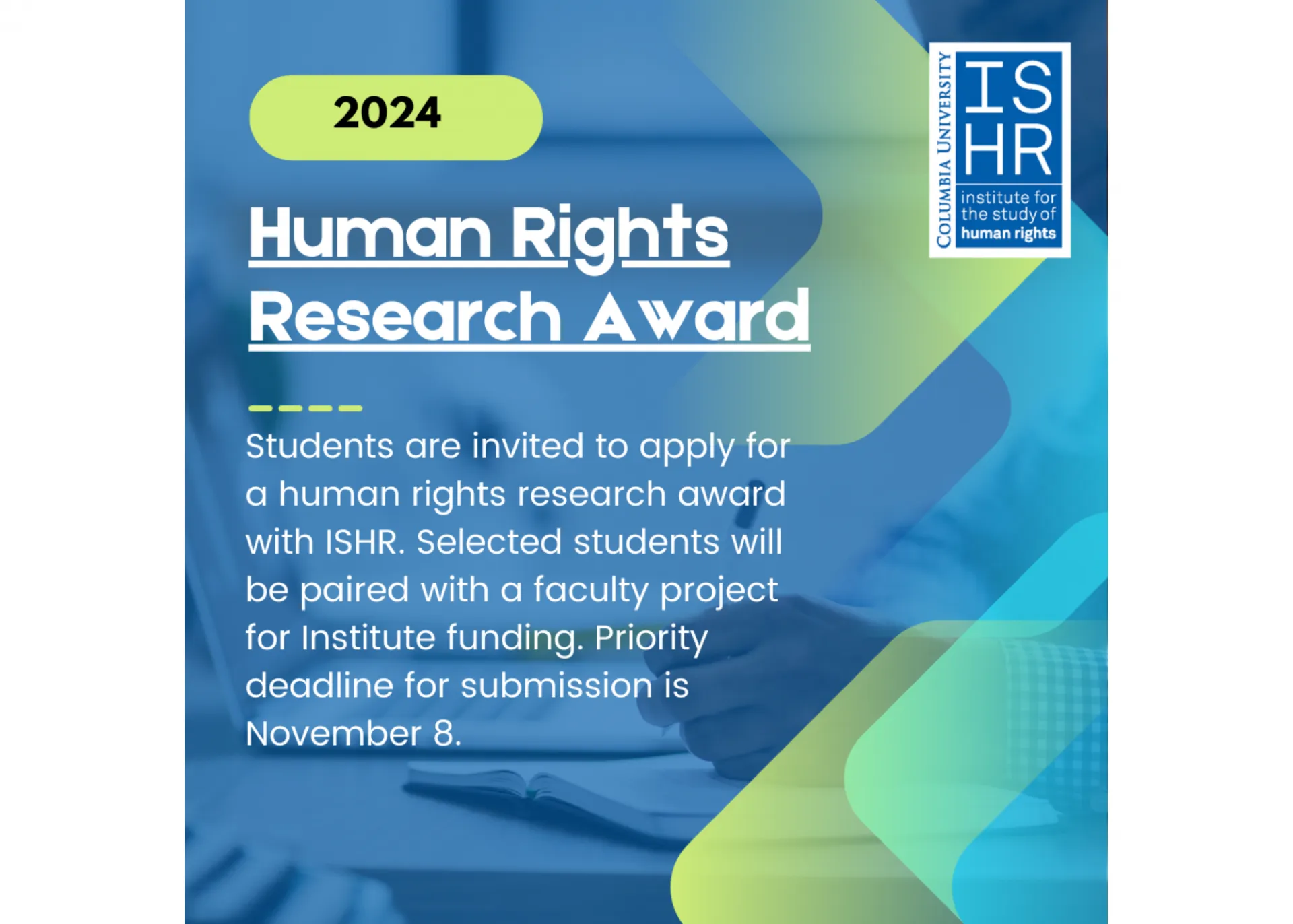 An informative graphic about the human rights research award 