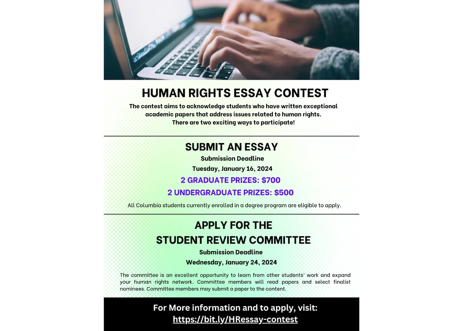 Human Rights Essay Contest promotional flyer