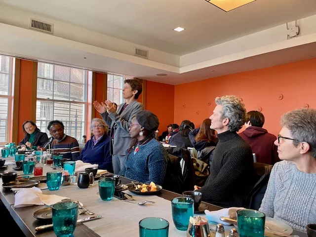 Advocates and faculty mentors at lunch discussion