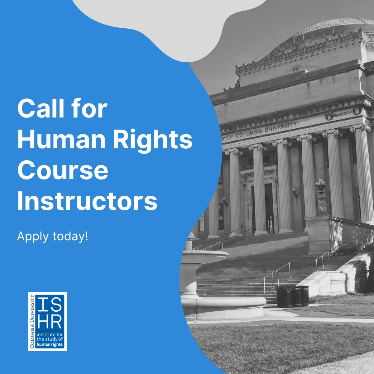 Call for human rights course instructors promotional graphic