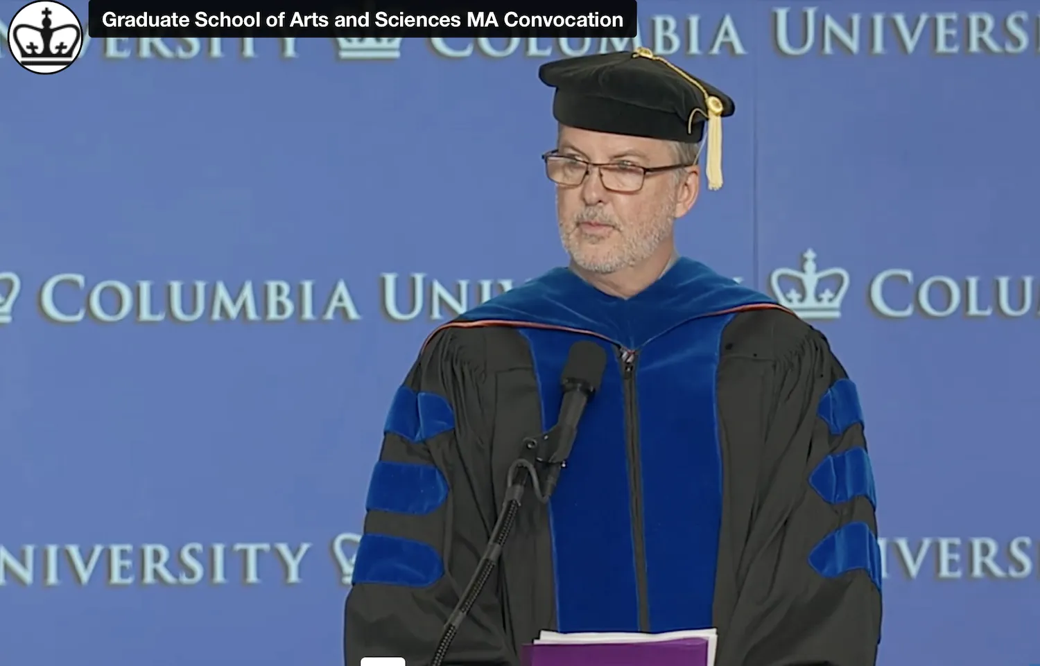 Joseph Slaughter delivering speech at MA convocation