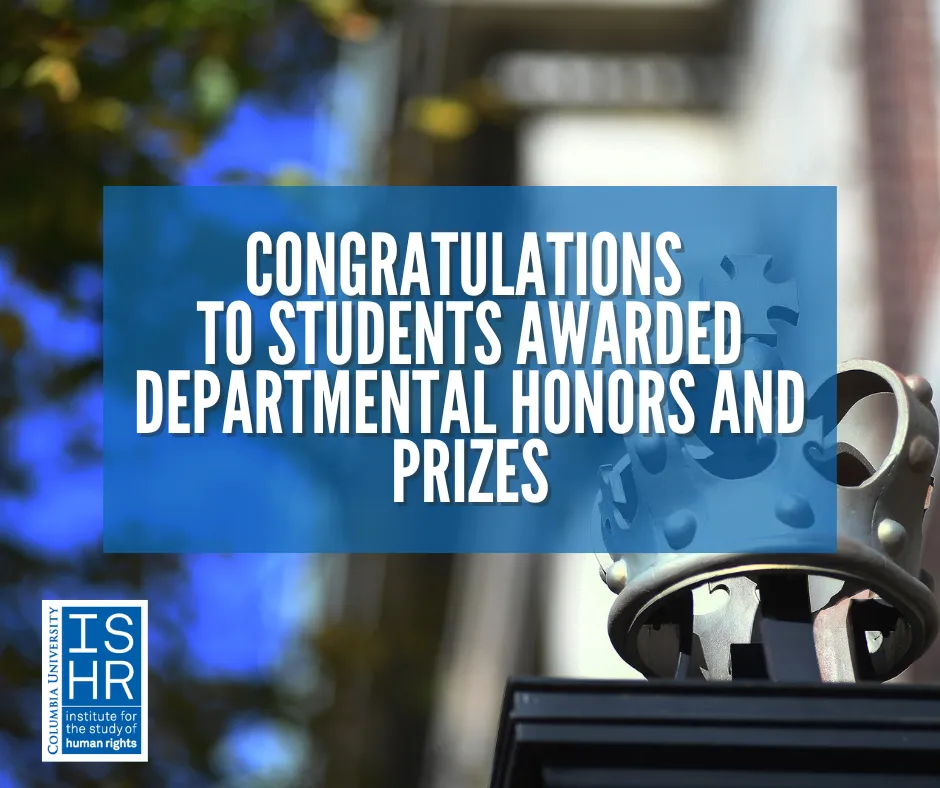 Banner reading "Congratulations to students awarded departmental honors and prizes"