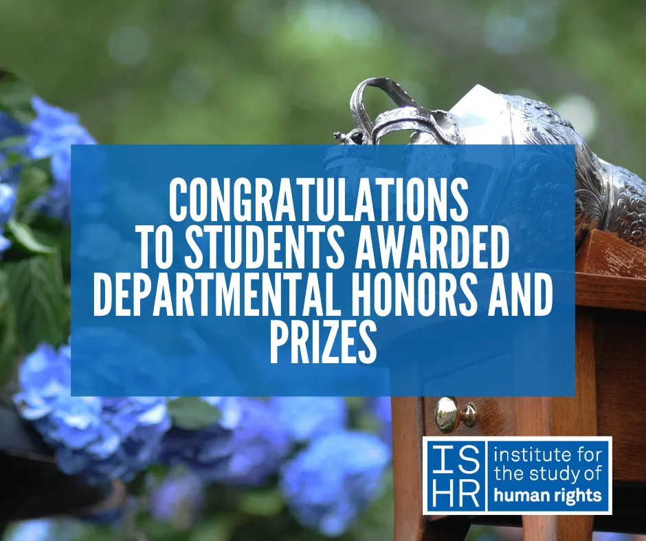 Graphic reading "congratulations to students awarded departmental honors and prizes"