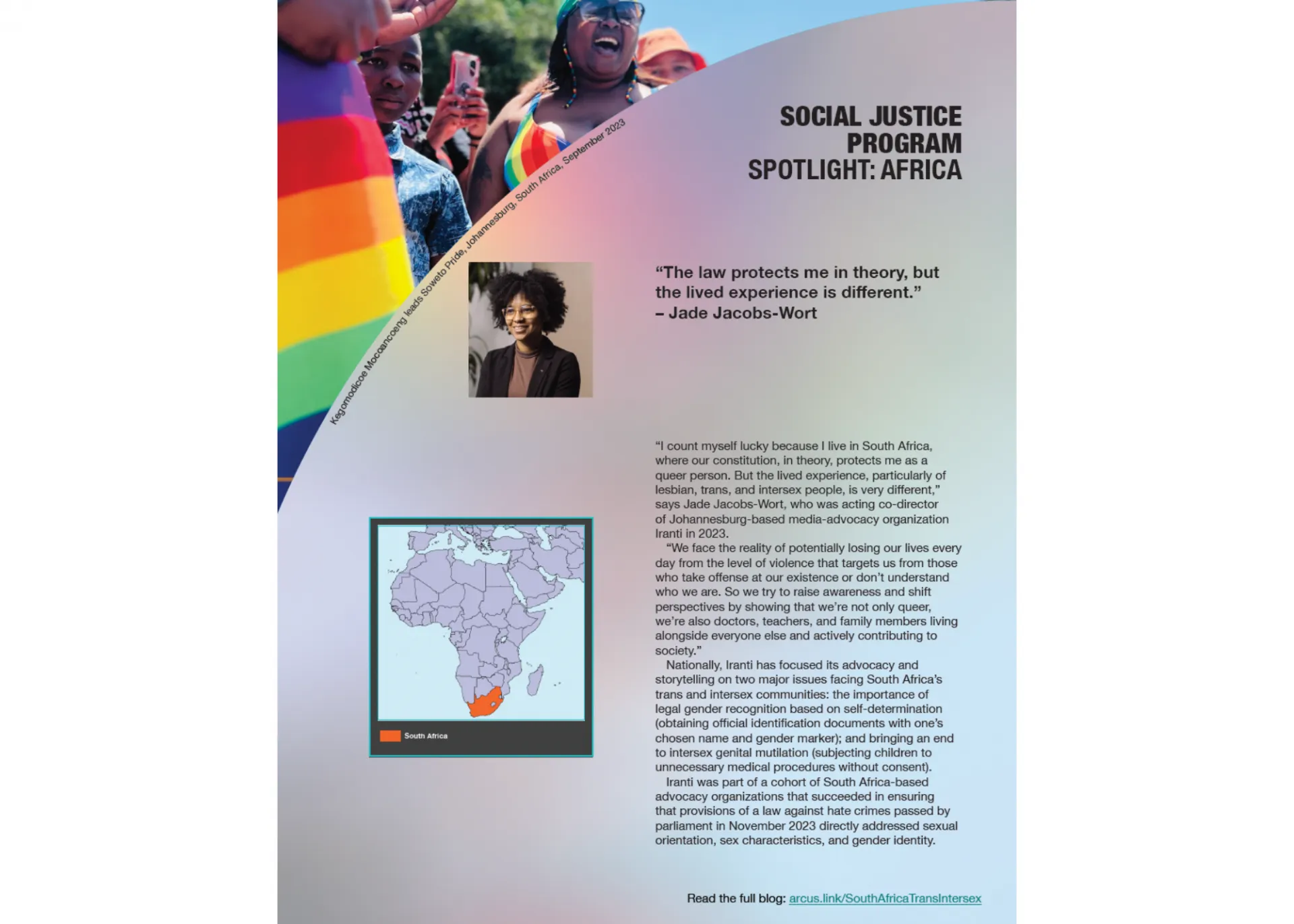 Flyer for Social Justice Program Spotlight: Africa