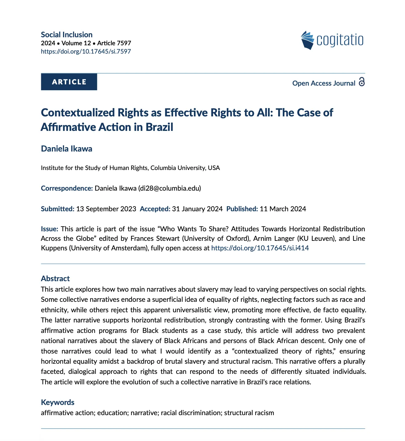 Contextualized Rights as Effective Rights to All: The Case of Affirmative Action in Brazil